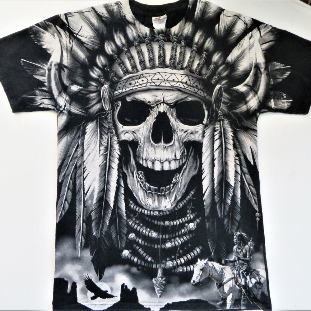 Native American Skull Headdress T Shirt
